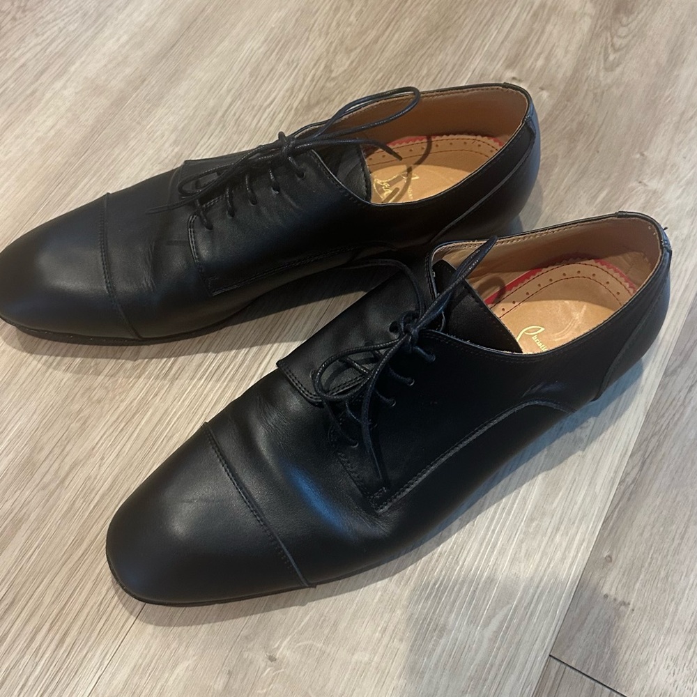 Christian Louboutin Black Leather Oxford Dress Shoes